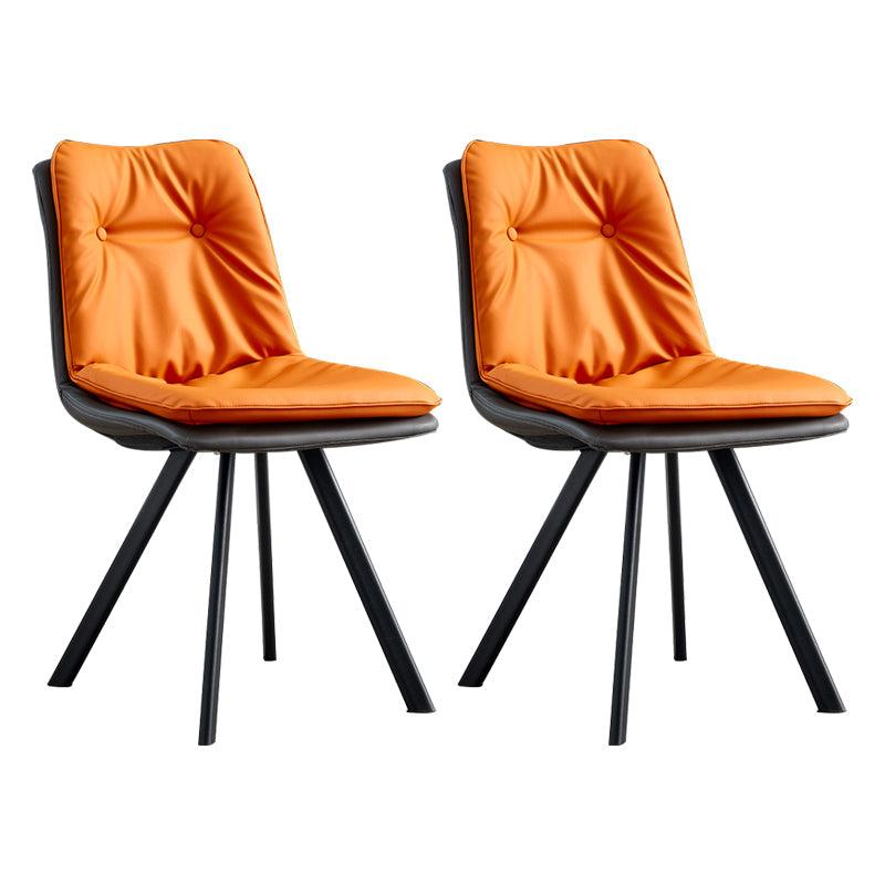 Contemporary Style Metal Dining Chair Dining Armless Side Chairs for Kitchen Orange 2 Piece Set Clearhalo ' kitchen&dining_furn' 'Dining Chairs' 'Dining Tables & Seating' 'dining_chair' 'furn' 'furn_dining_chair' 'Furniture' 'furniture_dining_chair' 'Kitchen & Dining Furniture' 'kitchen' 3967401