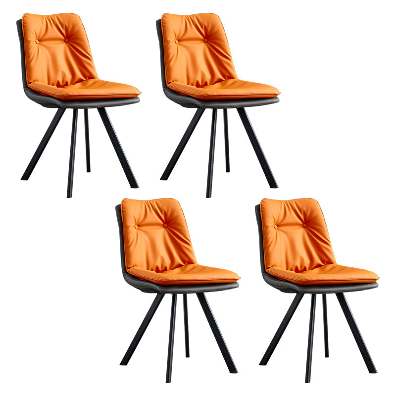 Contemporary Style Metal Dining Chair Dining Armless Side Chairs for Kitchen Orange 4 Piece Set Clearhalo ' kitchen&dining_furn' 'Dining Chairs' 'Dining Tables & Seating' 'dining_chair' 'furn' 'furn_dining_chair' 'Furniture' 'furniture_dining_chair' 'Kitchen & Dining Furniture' 'kitchen' 3967402