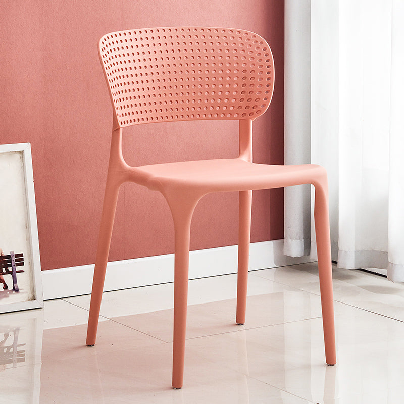 Modern Style Plastic Dining Chairs Open Back Stackable Dining Chair for Kitchen Pink 1 Piece Clearhalo ' kitchen&dining_furn' 'Dining Chairs' 'Dining Tables & Seating' 'dining_chair' 'furn' 'furn_dining_chair' 'Furniture' 'furniture_dining_chair' 'Kitchen & Dining Furniture' 'kitchen' 3967411