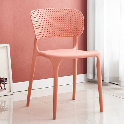 Modern Style Plastic Dining Chairs Open Back Stackable Dining Chair for Kitchen Pink 1 Piece Clearhalo ' kitchen&dining_furn' 'Dining Chairs' 'Dining Tables & Seating' 'dining_chair' 'furn' 'furn_dining_chair' 'Furniture' 'furniture_dining_chair' 'Kitchen & Dining Furniture' 'kitchen' 3967411