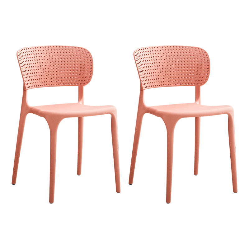 Modern Style Plastic Dining Chairs Open Back Stackable Dining Chair for Kitchen Pink 2 Piece Set Clearhalo ' kitchen&dining_furn' 'Dining Chairs' 'Dining Tables & Seating' 'dining_chair' 'furn' 'furn_dining_chair' 'Furniture' 'furniture_dining_chair' 'Kitchen & Dining Furniture' 'kitchen' 3967413