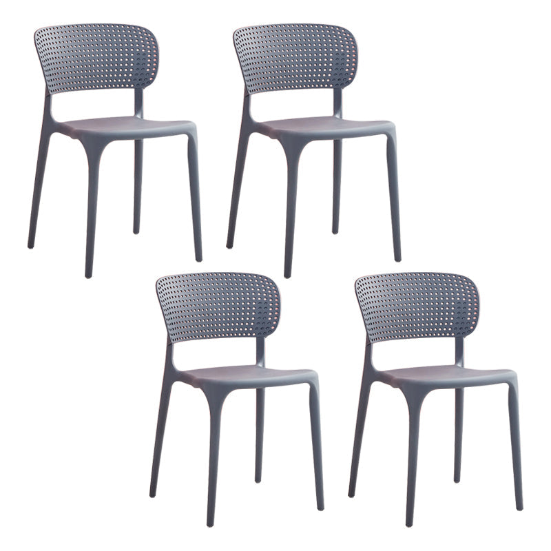 Modern Style Plastic Dining Chairs Open Back Stackable Dining Chair for Kitchen Grey 4 Piece Set Clearhalo ' kitchen&dining_furn' 'Dining Chairs' 'Dining Tables & Seating' 'dining_chair' 'furn' 'furn_dining_chair' 'Furniture' 'furniture_dining_chair' 'Kitchen & Dining Furniture' 'kitchen' 3967420