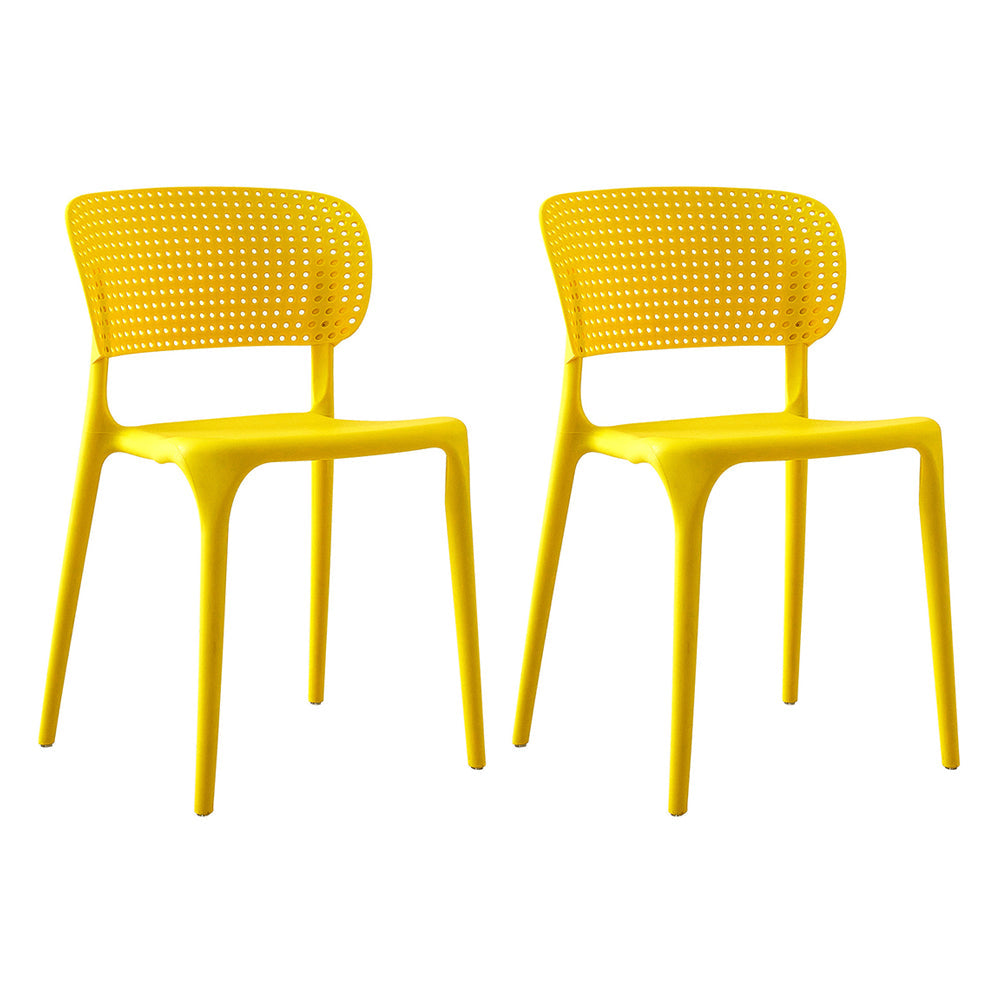 Modern Style Plastic Dining Chairs Open Back Stackable Dining Chair for Kitchen Yellow 2 Piece Set Clearhalo ' kitchen&dining_furn' 'Dining Chairs' 'Dining Tables & Seating' 'dining_chair' 'furn' 'furn_dining_chair' 'Furniture' 'furniture_dining_chair' 'Kitchen & Dining Furniture' 'kitchen' 3967424