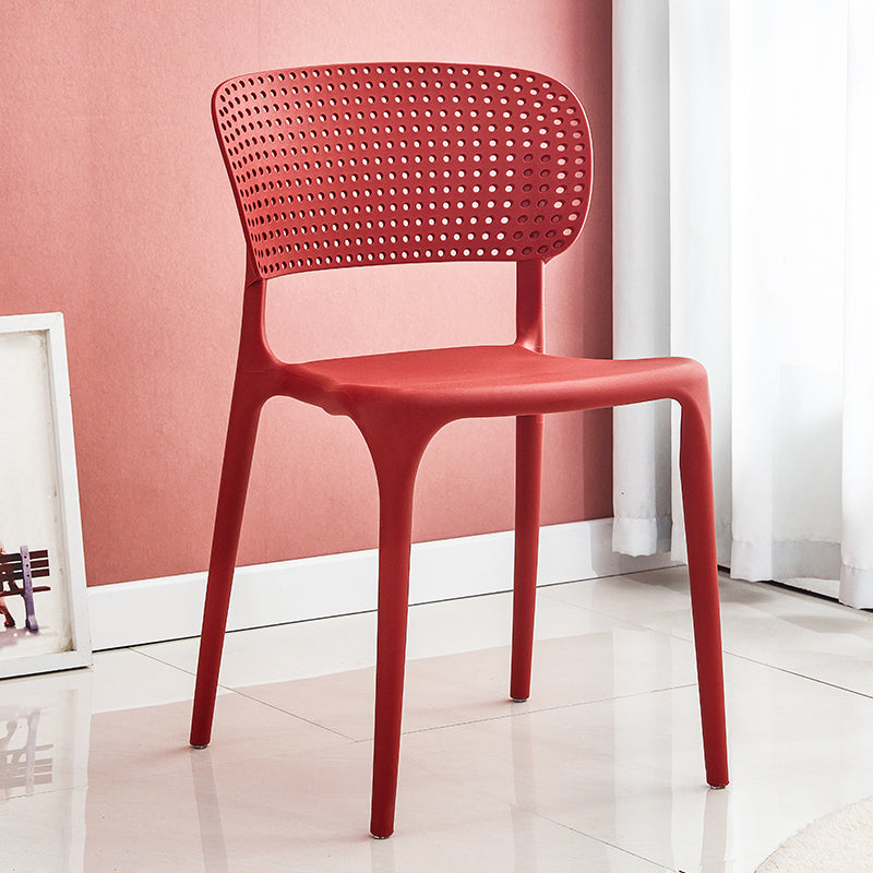 Modern Style Plastic Dining Chairs Open Back Stackable Dining Chair for Kitchen Red 1 Piece Clearhalo ' kitchen&dining_furn' 'Dining Chairs' 'Dining Tables & Seating' 'dining_chair' 'furn' 'furn_dining_chair' 'Furniture' 'furniture_dining_chair' 'Kitchen & Dining Furniture' 'kitchen' 3967433