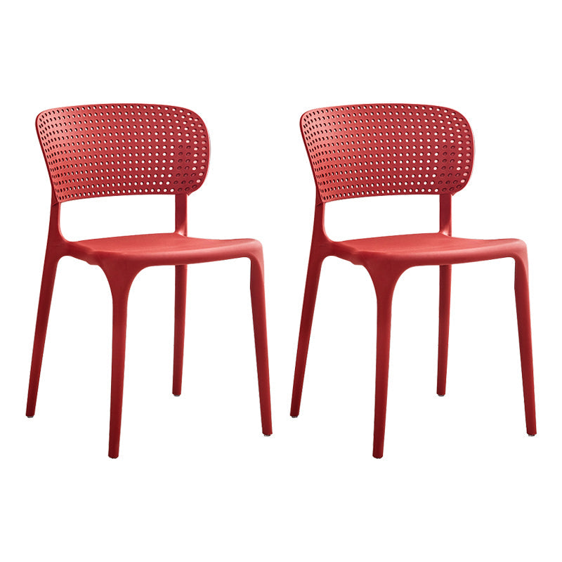 Modern Style Plastic Dining Chairs Open Back Stackable Dining Chair for Kitchen Red 2 Piece Set Clearhalo ' kitchen&dining_furn' 'Dining Chairs' 'Dining Tables & Seating' 'dining_chair' 'furn' 'furn_dining_chair' 'Furniture' 'furniture_dining_chair' 'Kitchen & Dining Furniture' 'kitchen' 3967434