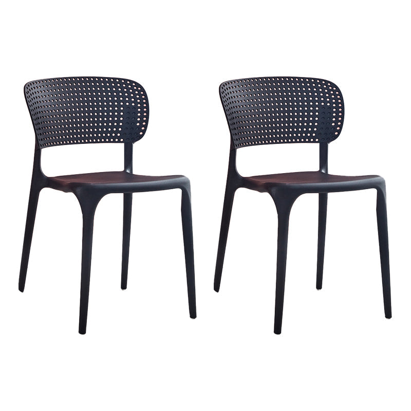 Modern Style Plastic Dining Chairs Open Back Stackable Dining Chair for Kitchen Black 2 Piece Set Clearhalo ' kitchen&dining_furn' 'Dining Chairs' 'Dining Tables & Seating' 'dining_chair' 'furn' 'furn_dining_chair' 'Furniture' 'furniture_dining_chair' 'Kitchen & Dining Furniture' 'kitchen' 3967437