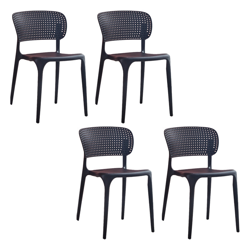 Modern Style Plastic Dining Chairs Open Back Stackable Dining Chair for Kitchen Black 4 Piece Set Clearhalo ' kitchen&dining_furn' 'Dining Chairs' 'Dining Tables & Seating' 'dining_chair' 'furn' 'furn_dining_chair' 'Furniture' 'furniture_dining_chair' 'Kitchen & Dining Furniture' 'kitchen' 3967438