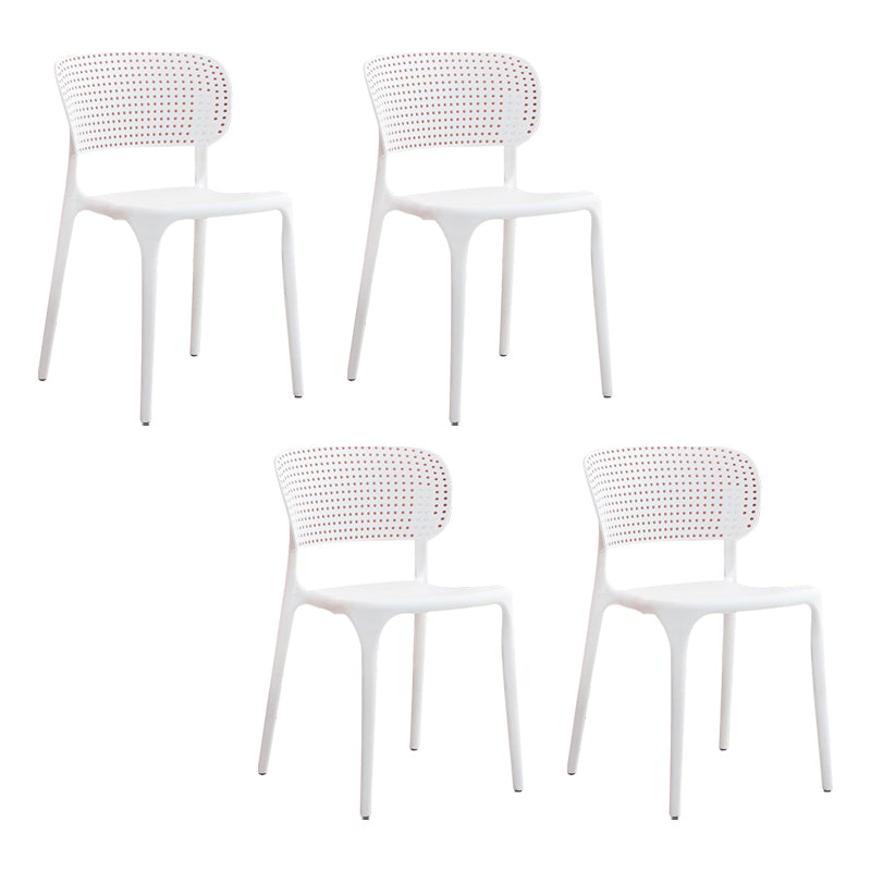 Modern Style Plastic Dining Chairs Open Back Stackable Dining Chair for Kitchen White 4 Piece Set Clearhalo ' kitchen&dining_furn' 'Dining Chairs' 'Dining Tables & Seating' 'dining_chair' 'furn' 'furn_dining_chair' 'Furniture' 'furniture_dining_chair' 'Kitchen & Dining Furniture' 'kitchen' 3967441