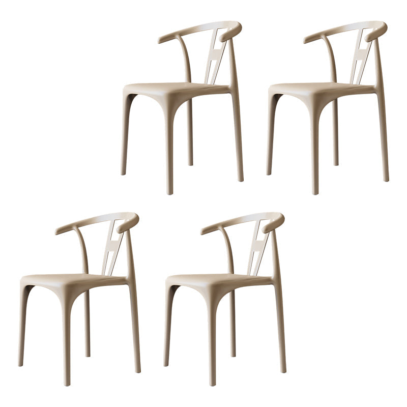 Modern Style Plastic Dining Chairs Dining Stackable Side Chair for Kitchen Camel 4 Piece Set Clearhalo ' kitchen&dining_furn' 'Dining Chairs' 'Dining Tables & Seating' 'dining_chair' 'furn' 'furn_dining_chair' 'Furniture' 'furniture_dining_chair' 'Kitchen & Dining Furniture' 'kitchen' 3967451