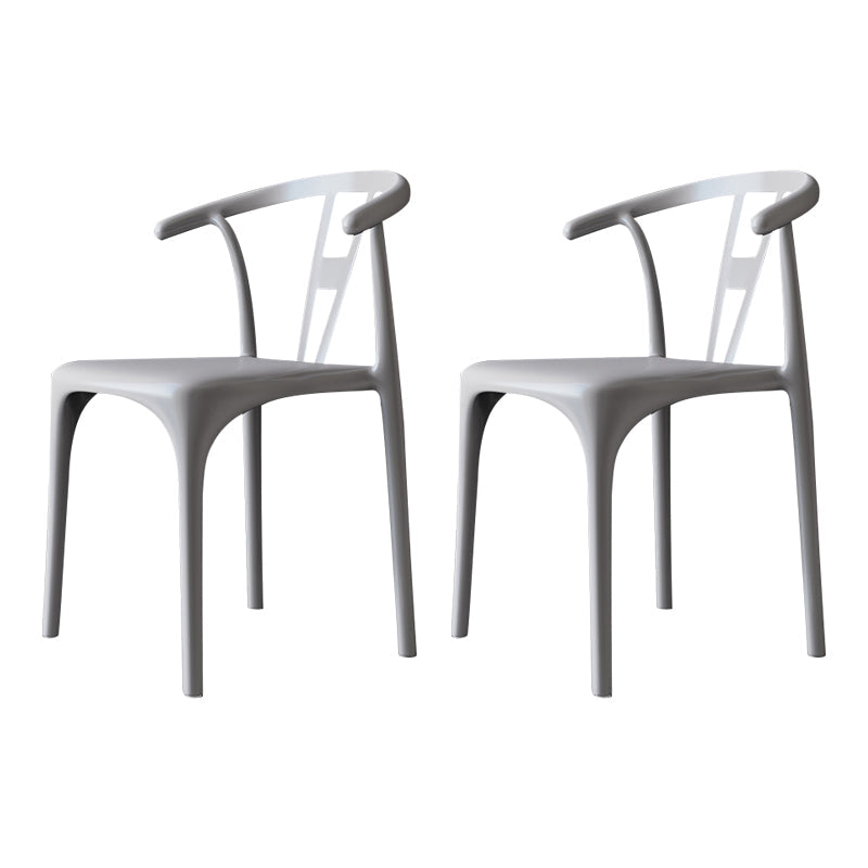 Modern Style Plastic Dining Chairs Dining Stackable Side Chair for Kitchen Grey 2 Piece Set Clearhalo ' kitchen&dining_furn' 'Dining Chairs' 'Dining Tables & Seating' 'dining_chair' 'furn' 'furn_dining_chair' 'Furniture' 'furniture_dining_chair' 'Kitchen & Dining Furniture' 'kitchen' 3967454