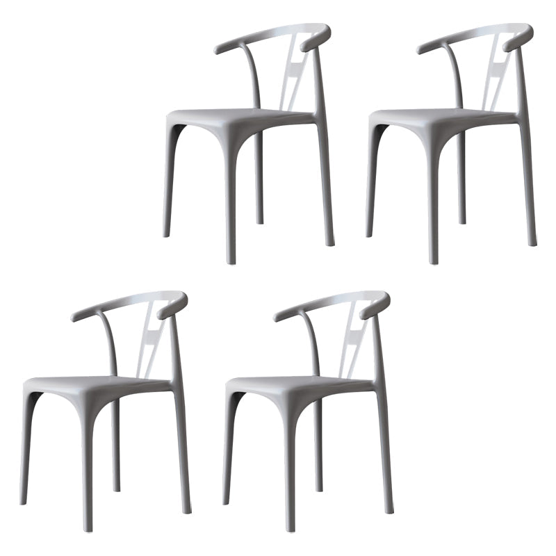Modern Style Plastic Dining Chairs Dining Stackable Side Chair for Kitchen Grey 4 Piece Set Clearhalo ' kitchen&dining_furn' 'Dining Chairs' 'Dining Tables & Seating' 'dining_chair' 'furn' 'furn_dining_chair' 'Furniture' 'furniture_dining_chair' 'Kitchen & Dining Furniture' 'kitchen' 3967456