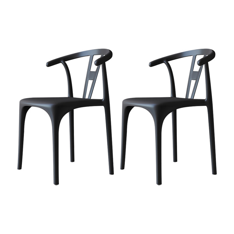 Modern Style Plastic Dining Chairs Dining Stackable Side Chair for Kitchen Black 2 Piece Set Clearhalo ' kitchen&dining_furn' 'Dining Chairs' 'Dining Tables & Seating' 'dining_chair' 'furn' 'furn_dining_chair' 'Furniture' 'furniture_dining_chair' 'Kitchen & Dining Furniture' 'kitchen' 3967470