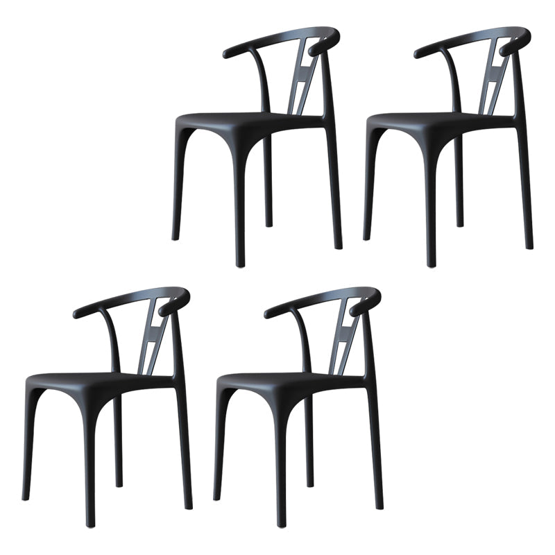 Modern Style Plastic Dining Chairs Dining Stackable Side Chair for Kitchen Black 4 Piece Set Clearhalo ' kitchen&dining_furn' 'Dining Chairs' 'Dining Tables & Seating' 'dining_chair' 'furn' 'furn_dining_chair' 'Furniture' 'furniture_dining_chair' 'Kitchen & Dining Furniture' 'kitchen' 3967471