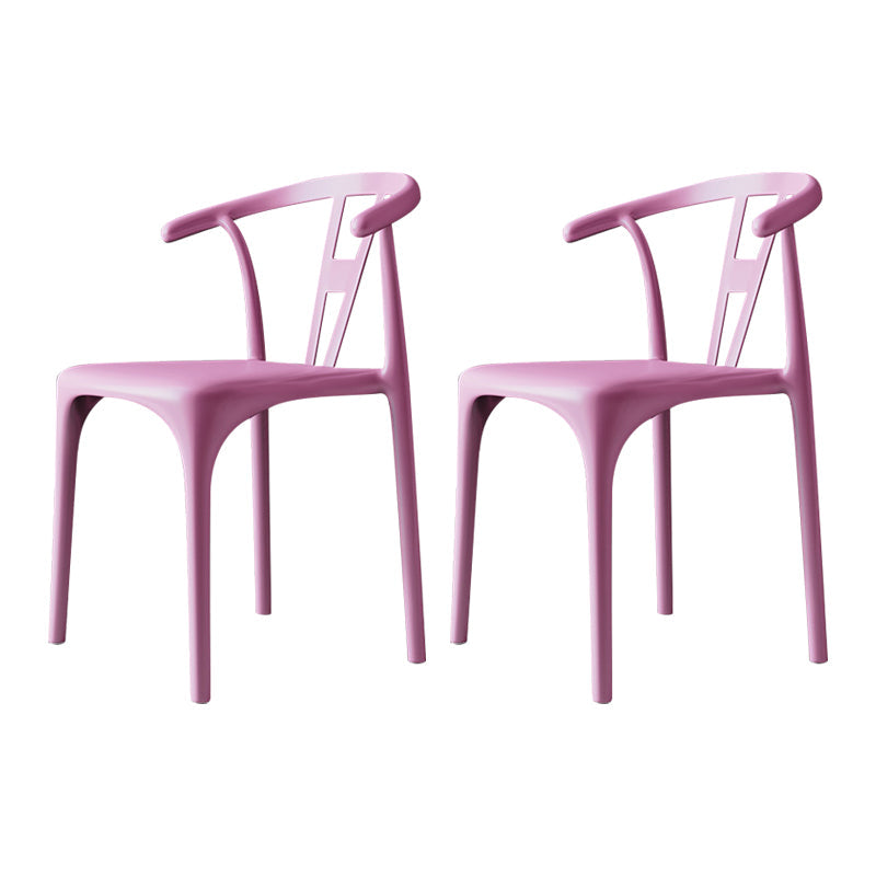 Modern Style Plastic Dining Chairs Dining Stackable Side Chair for Kitchen Pink 2 Piece Set Clearhalo ' kitchen&dining_furn' 'Dining Chairs' 'Dining Tables & Seating' 'dining_chair' 'furn' 'furn_dining_chair' 'Furniture' 'furniture_dining_chair' 'Kitchen & Dining Furniture' 'kitchen' 3967473