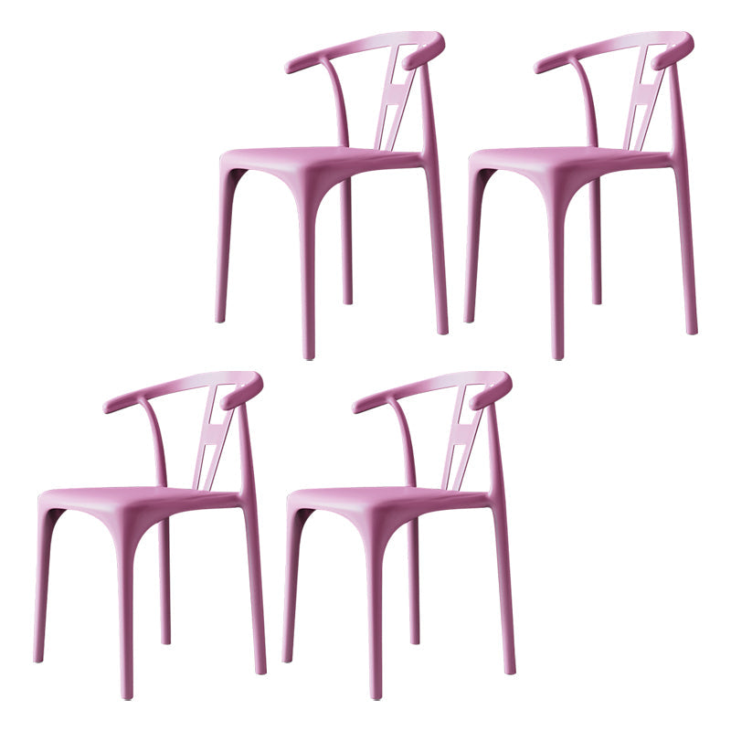 Modern Style Plastic Dining Chairs Dining Stackable Side Chair for Kitchen Pink 4 Piece Set Clearhalo ' kitchen&dining_furn' 'Dining Chairs' 'Dining Tables & Seating' 'dining_chair' 'furn' 'furn_dining_chair' 'Furniture' 'furniture_dining_chair' 'Kitchen & Dining Furniture' 'kitchen' 3967474
