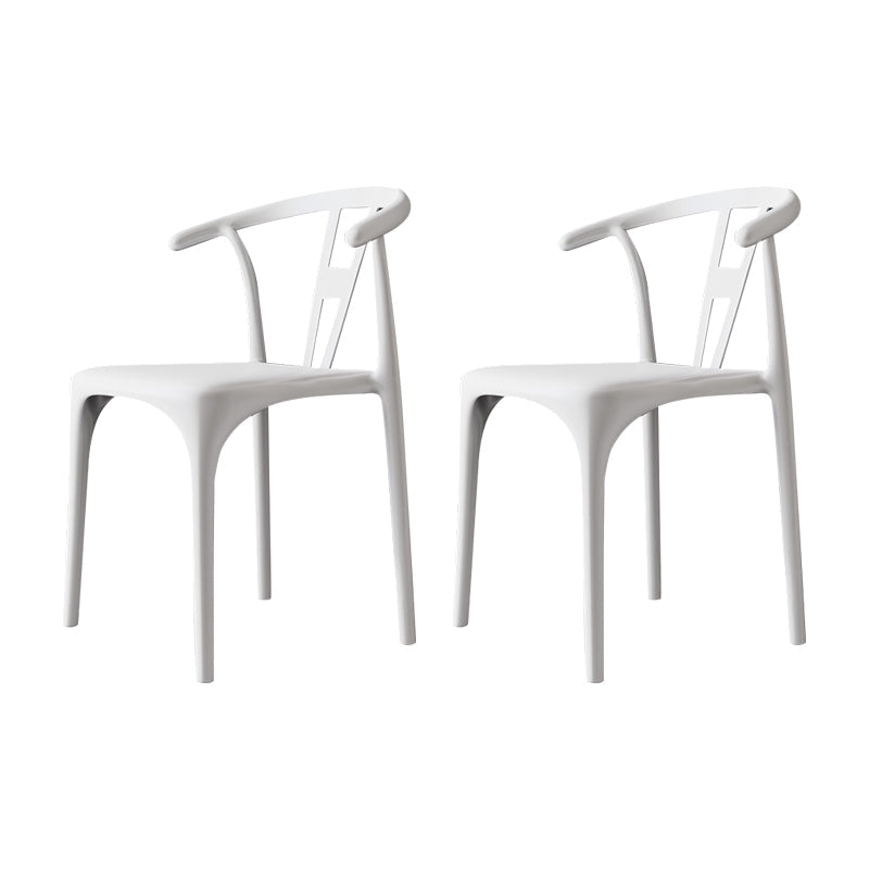 Modern Style Plastic Dining Chairs Dining Stackable Side Chair for Kitchen White 2 Piece Set Clearhalo ' kitchen&dining_furn' 'Dining Chairs' 'Dining Tables & Seating' 'dining_chair' 'furn' 'furn_dining_chair' 'Furniture' 'furniture_dining_chair' 'Kitchen & Dining Furniture' 'kitchen' 3967476