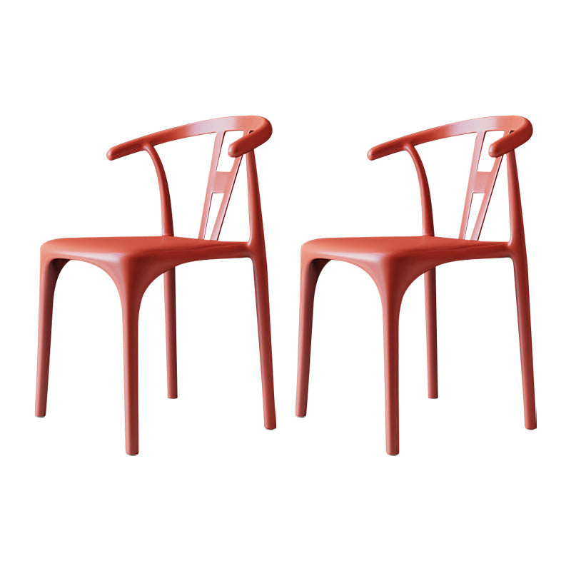Modern Style Plastic Dining Chairs Dining Stackable Side Chair for Kitchen Orange 2 Piece Set Clearhalo ' kitchen&dining_furn' 'Dining Chairs' 'Dining Tables & Seating' 'dining_chair' 'furn' 'furn_dining_chair' 'Furniture' 'furniture_dining_chair' 'Kitchen & Dining Furniture' 'kitchen' 3967482