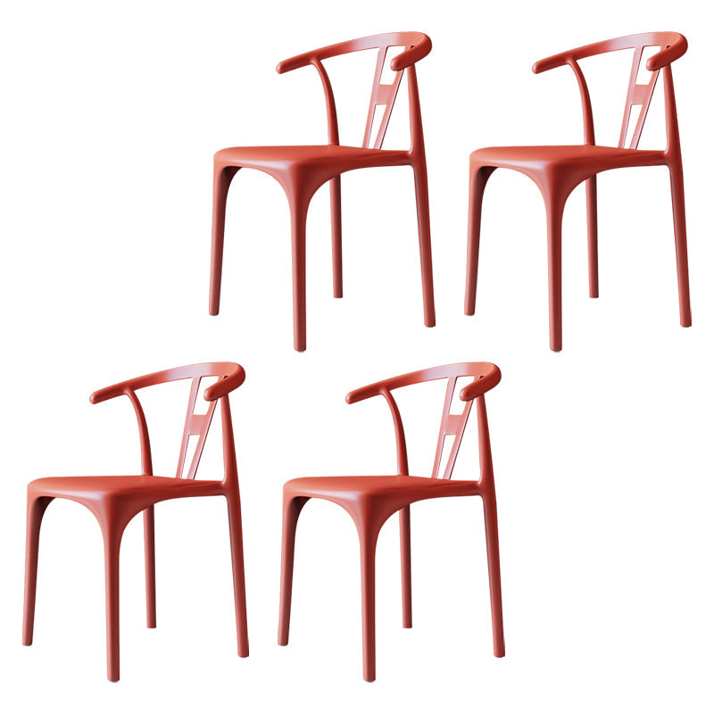 Modern Style Plastic Dining Chairs Dining Stackable Side Chair for Kitchen Orange 4 Piece Set Clearhalo ' kitchen&dining_furn' 'Dining Chairs' 'Dining Tables & Seating' 'dining_chair' 'furn' 'furn_dining_chair' 'Furniture' 'furniture_dining_chair' 'Kitchen & Dining Furniture' 'kitchen' 3967483