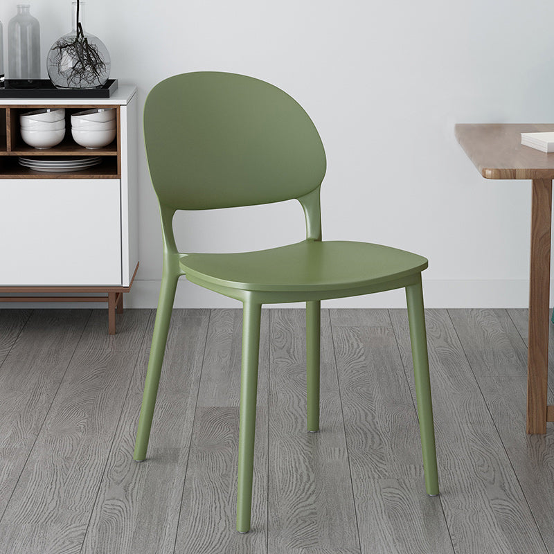 Contemporary Style Plastic Dining Chairs Open Back Dining Stackable Chair for Kitchen Blackish Green 1 Piece Clearhalo ' kitchen&dining_furn' 'Dining Chairs' 'Dining Tables & Seating' 'dining_chair' 'furn' 'furn_dining_chair' 'Furniture' 'furniture_dining_chair' 'Kitchen & Dining Furniture' 'kitchen' 3967486