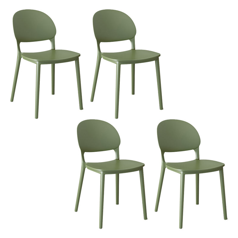 Contemporary Style Plastic Dining Chairs Open Back Dining Stackable Chair for Kitchen Blackish Green 4 Piece Set Clearhalo ' kitchen&dining_furn' 'Dining Chairs' 'Dining Tables & Seating' 'dining_chair' 'furn' 'furn_dining_chair' 'Furniture' 'furniture_dining_chair' 'Kitchen & Dining Furniture' 'kitchen' 3967489