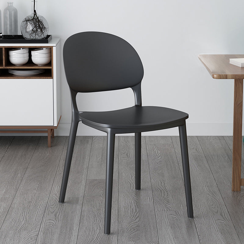 Contemporary Style Plastic Dining Chairs Open Back Dining Stackable Chair for Kitchen Black 1 Piece Clearhalo ' kitchen&dining_furn' 'Dining Chairs' 'Dining Tables & Seating' 'dining_chair' 'furn' 'furn_dining_chair' 'Furniture' 'furniture_dining_chair' 'Kitchen & Dining Furniture' 'kitchen' 3967491