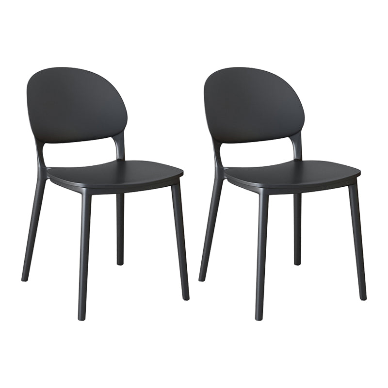 Contemporary Style Plastic Dining Chairs Open Back Dining Stackable Chair for Kitchen Black 2 Piece Set Clearhalo ' kitchen&dining_furn' 'Dining Chairs' 'Dining Tables & Seating' 'dining_chair' 'furn' 'furn_dining_chair' 'Furniture' 'furniture_dining_chair' 'Kitchen & Dining Furniture' 'kitchen' 3967493