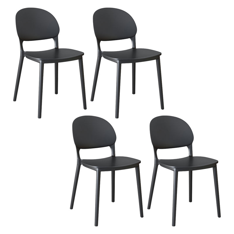 Contemporary Style Plastic Dining Chairs Open Back Dining Stackable Chair for Kitchen Black 4 Piece Set Clearhalo ' kitchen&dining_furn' 'Dining Chairs' 'Dining Tables & Seating' 'dining_chair' 'furn' 'furn_dining_chair' 'Furniture' 'furniture_dining_chair' 'Kitchen & Dining Furniture' 'kitchen' 3967495