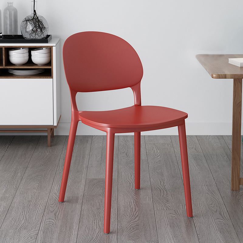 Contemporary Style Plastic Dining Chairs Open Back Dining Stackable Chair for Kitchen Red 1 Piece Clearhalo ' kitchen&dining_furn' 'Dining Chairs' 'Dining Tables & Seating' 'dining_chair' 'furn' 'furn_dining_chair' 'Furniture' 'furniture_dining_chair' 'Kitchen & Dining Furniture' 'kitchen' 3967497