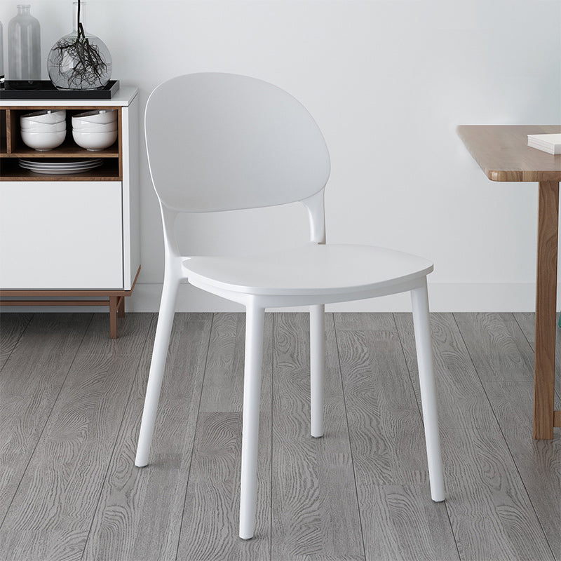 Contemporary Style Plastic Dining Chairs Open Back Dining Stackable Chair for Kitchen White 1 Piece Clearhalo ' kitchen&dining_furn' 'Dining Chairs' 'Dining Tables & Seating' 'dining_chair' 'furn' 'furn_dining_chair' 'Furniture' 'furniture_dining_chair' 'Kitchen & Dining Furniture' 'kitchen' 3967503