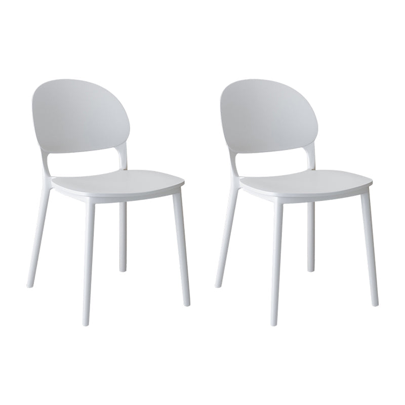 Contemporary Style Plastic Dining Chairs Open Back Dining Stackable Chair for Kitchen White 2 Piece Set Clearhalo ' kitchen&dining_furn' 'Dining Chairs' 'Dining Tables & Seating' 'dining_chair' 'furn' 'furn_dining_chair' 'Furniture' 'furniture_dining_chair' 'Kitchen & Dining Furniture' 'kitchen' 3967504