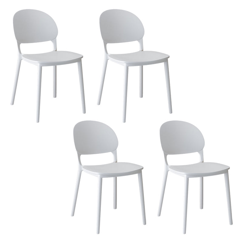 Contemporary Style Plastic Dining Chairs Open Back Dining Stackable Chair for Kitchen White 4 Piece Set Clearhalo ' kitchen&dining_furn' 'Dining Chairs' 'Dining Tables & Seating' 'dining_chair' 'furn' 'furn_dining_chair' 'Furniture' 'furniture_dining_chair' 'Kitchen & Dining Furniture' 'kitchen' 3967505