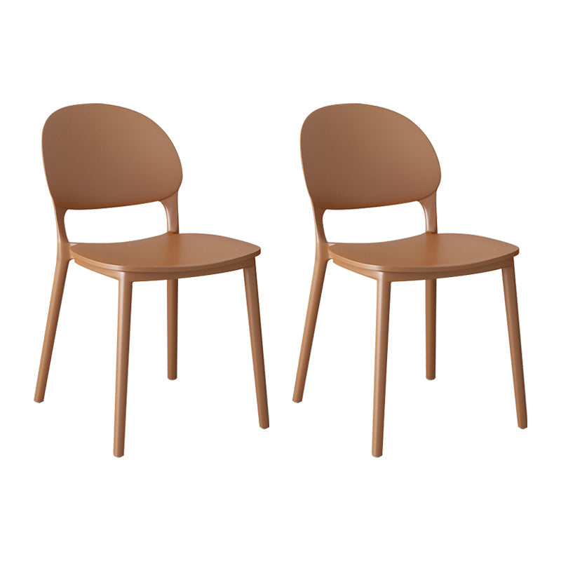 Contemporary Style Plastic Dining Chairs Open Back Dining Stackable Chair for Kitchen Brown 2 Piece Set Clearhalo ' kitchen&dining_furn' 'Dining Chairs' 'Dining Tables & Seating' 'dining_chair' 'furn' 'furn_dining_chair' 'Furniture' 'furniture_dining_chair' 'Kitchen & Dining Furniture' 'kitchen' 3967507