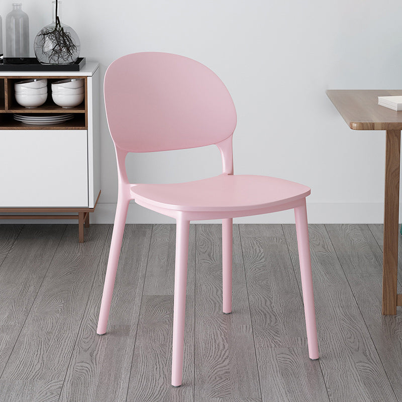 Contemporary Style Plastic Dining Chairs Open Back Dining Stackable Chair for Kitchen Pink 1 Piece Clearhalo ' kitchen&dining_furn' 'Dining Chairs' 'Dining Tables & Seating' 'dining_chair' 'furn' 'furn_dining_chair' 'Furniture' 'furniture_dining_chair' 'Kitchen & Dining Furniture' 'kitchen' 3967509