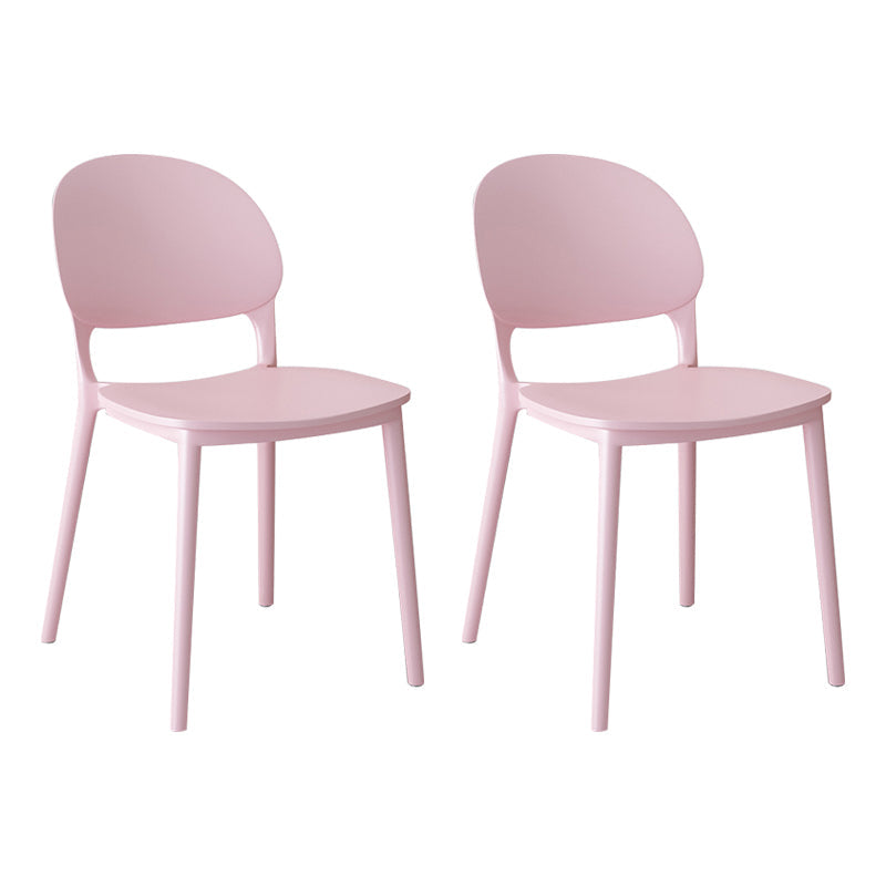 Contemporary Style Plastic Dining Chairs Open Back Dining Stackable Chair for Kitchen Pink 2 Piece Set Clearhalo ' kitchen&dining_furn' 'Dining Chairs' 'Dining Tables & Seating' 'dining_chair' 'furn' 'furn_dining_chair' 'Furniture' 'furniture_dining_chair' 'Kitchen & Dining Furniture' 'kitchen' 3967510