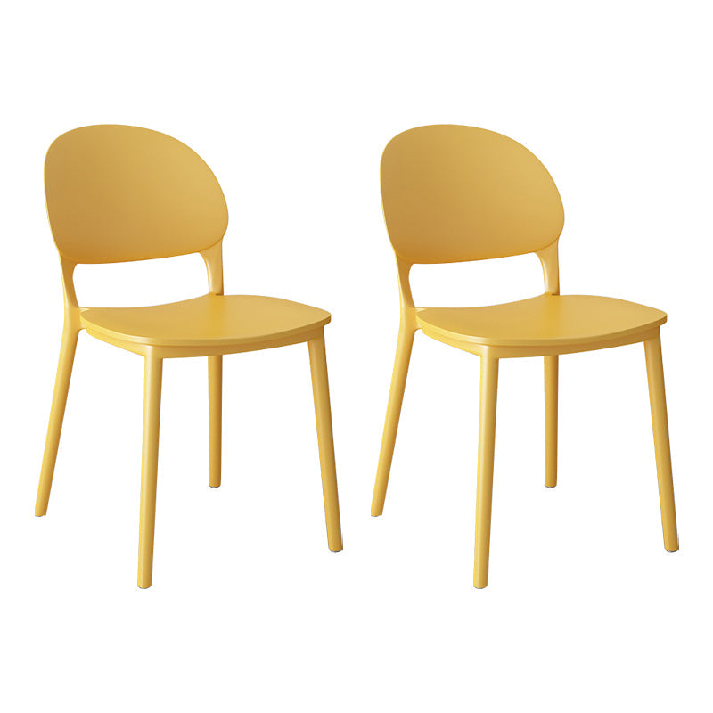 Contemporary Style Plastic Dining Chairs Open Back Dining Stackable Chair for Kitchen Yellow 2 Piece Set Clearhalo ' kitchen&dining_furn' 'Dining Chairs' 'Dining Tables & Seating' 'dining_chair' 'furn' 'furn_dining_chair' 'Furniture' 'furniture_dining_chair' 'Kitchen & Dining Furniture' 'kitchen' 3967513