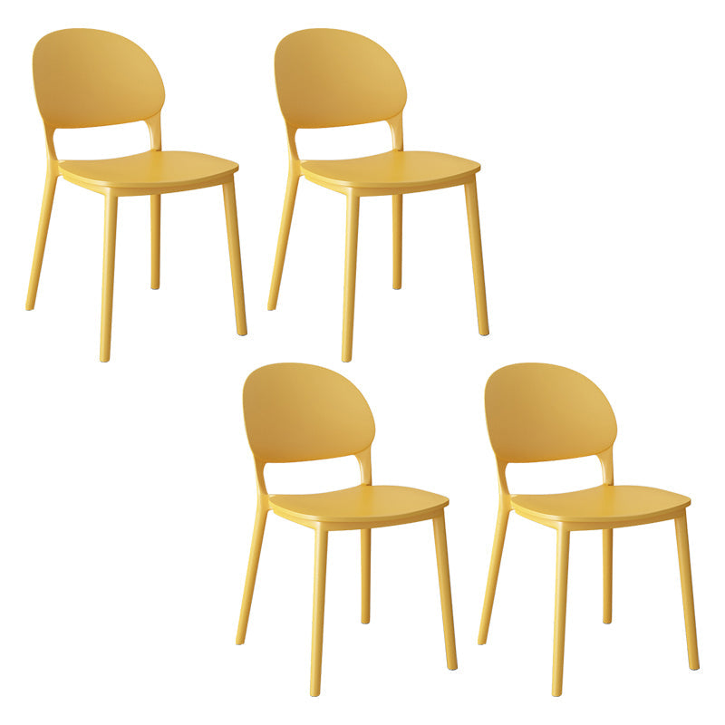 Contemporary Style Plastic Dining Chairs Open Back Dining Stackable Chair for Kitchen Yellow 4 Piece Set Clearhalo ' kitchen&dining_furn' 'Dining Chairs' 'Dining Tables & Seating' 'dining_chair' 'furn' 'furn_dining_chair' 'Furniture' 'furniture_dining_chair' 'Kitchen & Dining Furniture' 'kitchen' 3967514