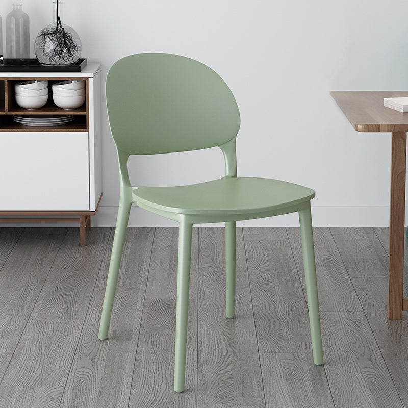 Contemporary Style Plastic Dining Chairs Open Back Dining Stackable Chair for Kitchen Green 1 Piece Clearhalo ' kitchen&dining_furn' 'Dining Chairs' 'Dining Tables & Seating' 'dining_chair' 'furn' 'furn_dining_chair' 'Furniture' 'furniture_dining_chair' 'Kitchen & Dining Furniture' 'kitchen' 3967515
