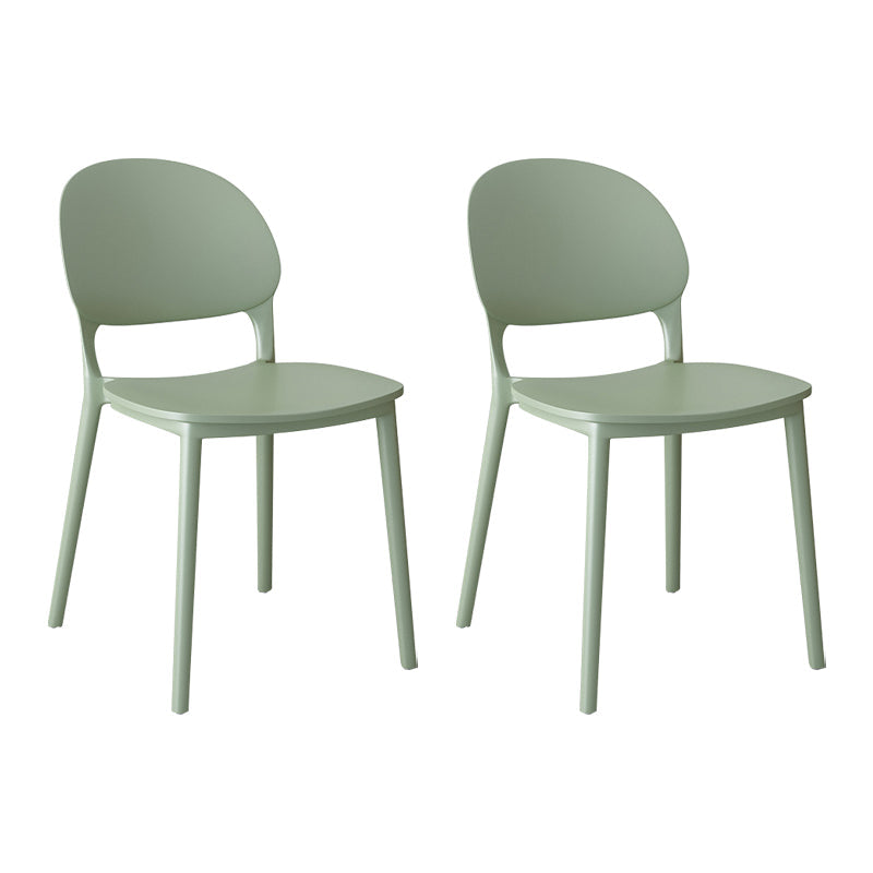 Contemporary Style Plastic Dining Chairs Open Back Dining Stackable Chair for Kitchen Green 2 Piece Set Clearhalo ' kitchen&dining_furn' 'Dining Chairs' 'Dining Tables & Seating' 'dining_chair' 'furn' 'furn_dining_chair' 'Furniture' 'furniture_dining_chair' 'Kitchen & Dining Furniture' 'kitchen' 3967516