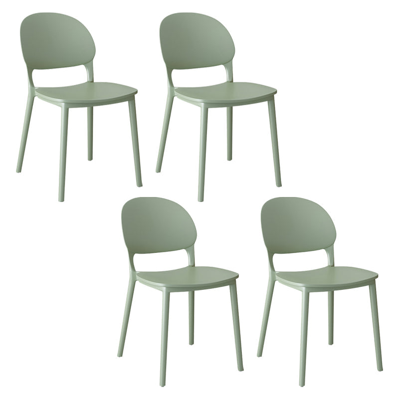 Contemporary Style Plastic Dining Chairs Open Back Dining Stackable Chair for Kitchen Green 4 Piece Set Clearhalo ' kitchen&dining_furn' 'Dining Chairs' 'Dining Tables & Seating' 'dining_chair' 'furn' 'furn_dining_chair' 'Furniture' 'furniture_dining_chair' 'Kitchen & Dining Furniture' 'kitchen' 3967517
