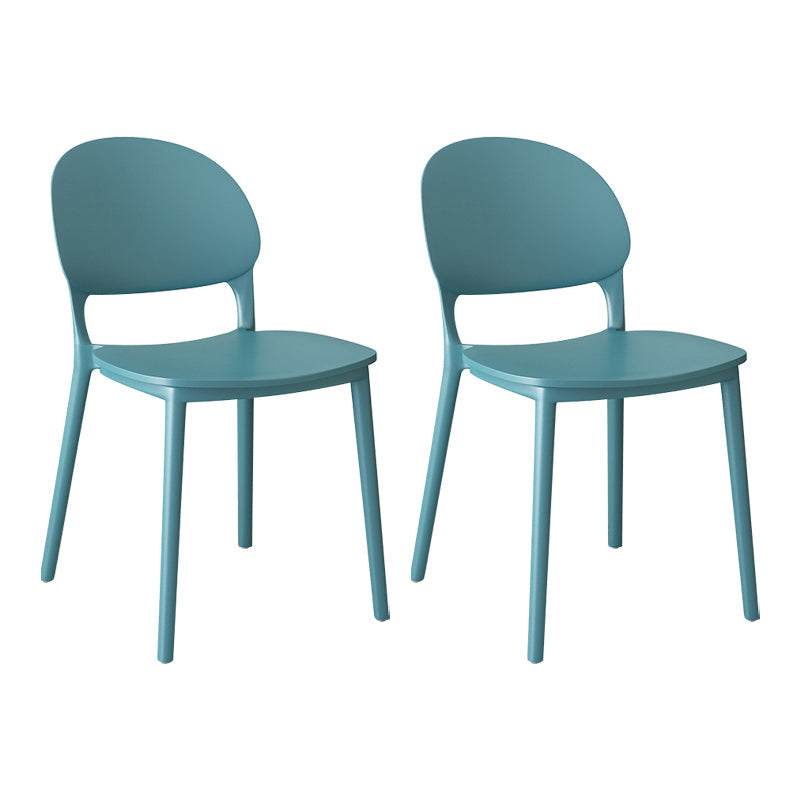 Contemporary Style Plastic Dining Chairs Open Back Dining Stackable Chair for Kitchen Lake Blue 2 Piece Set Clearhalo ' kitchen&dining_furn' 'Dining Chairs' 'Dining Tables & Seating' 'dining_chair' 'furn' 'furn_dining_chair' 'Furniture' 'furniture_dining_chair' 'Kitchen & Dining Furniture' 'kitchen' 3967519