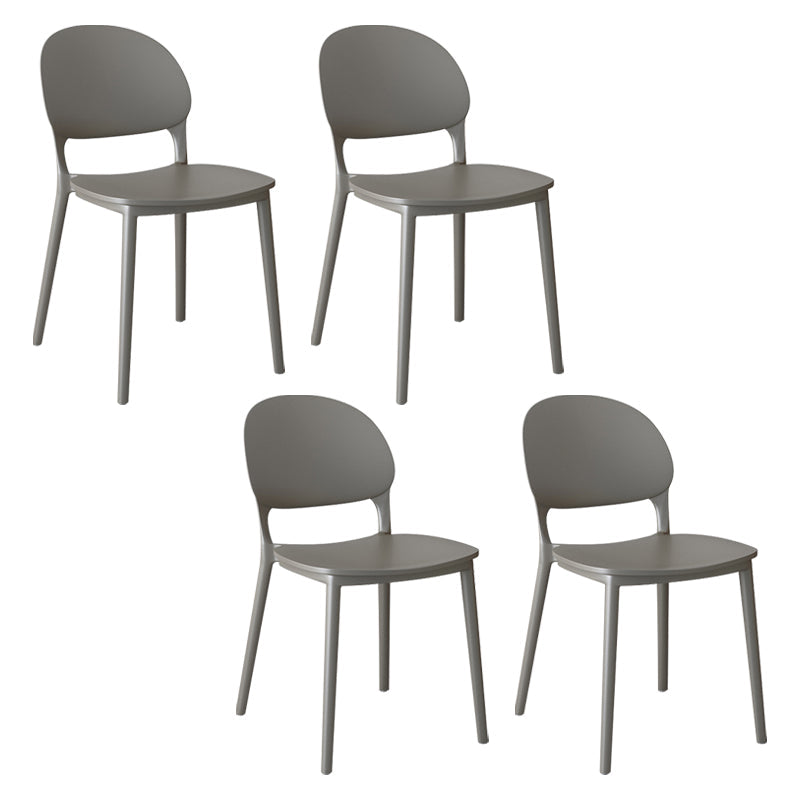 Contemporary Style Plastic Dining Chairs Open Back Dining Stackable Chair for Kitchen Grey 4 Piece Set Clearhalo ' kitchen&dining_furn' 'Dining Chairs' 'Dining Tables & Seating' 'dining_chair' 'furn' 'furn_dining_chair' 'Furniture' 'furniture_dining_chair' 'Kitchen & Dining Furniture' 'kitchen' 3967523