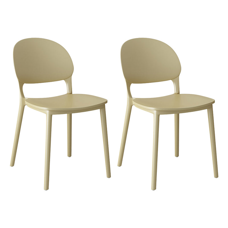 Contemporary Style Plastic Dining Chairs Open Back Dining Stackable Chair for Kitchen Apricot 2 Piece Set Clearhalo ' kitchen&dining_furn' 'Dining Chairs' 'Dining Tables & Seating' 'dining_chair' 'furn' 'furn_dining_chair' 'Furniture' 'furniture_dining_chair' 'Kitchen & Dining Furniture' 'kitchen' 3967525