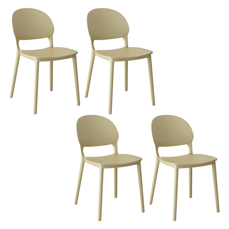 Contemporary Style Plastic Dining Chairs Open Back Dining Stackable Chair for Kitchen Apricot 4 Piece Set Clearhalo ' kitchen&dining_furn' 'Dining Chairs' 'Dining Tables & Seating' 'dining_chair' 'furn' 'furn_dining_chair' 'Furniture' 'furniture_dining_chair' 'Kitchen & Dining Furniture' 'kitchen' 3967526