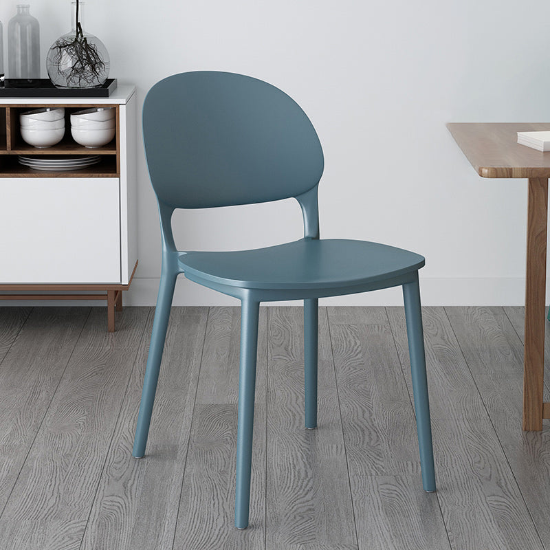 Contemporary Style Plastic Dining Chairs Open Back Dining Stackable Chair for Kitchen Blue 1 Piece Clearhalo ' kitchen&dining_furn' 'Dining Chairs' 'Dining Tables & Seating' 'dining_chair' 'furn' 'furn_dining_chair' 'Furniture' 'furniture_dining_chair' 'Kitchen & Dining Furniture' 'kitchen' 3967527