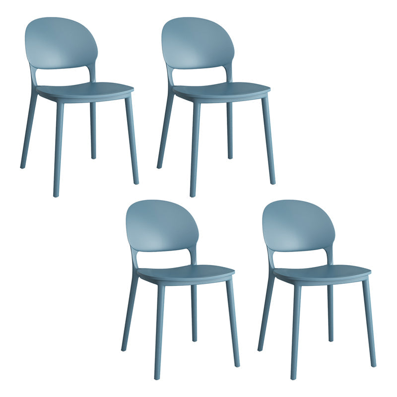 Contemporary Style Plastic Dining Chairs Open Back Dining Stackable Chair for Kitchen Blue 4 Piece Set Clearhalo ' kitchen&dining_furn' 'Dining Chairs' 'Dining Tables & Seating' 'dining_chair' 'furn' 'furn_dining_chair' 'Furniture' 'furniture_dining_chair' 'Kitchen & Dining Furniture' 'kitchen' 3967529