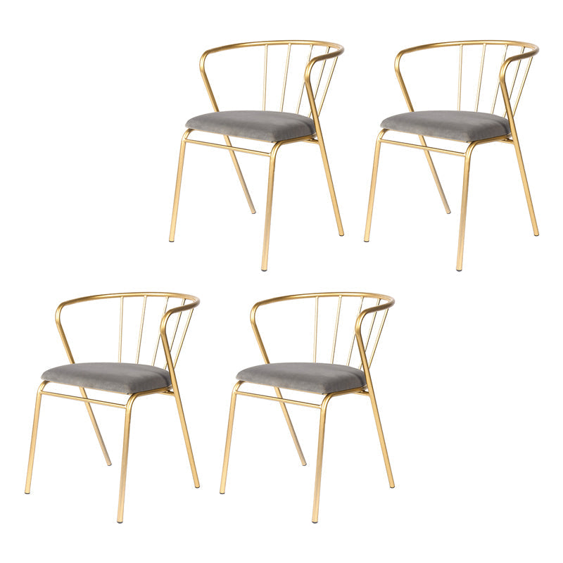 Contemporary Style Metal Dining Chairs Dining Armless Side Chairs for Kitchen Gold 4 Piece Set Clearhalo ' kitchen&dining_furn' 'Dining Chairs' 'Dining Tables & Seating' 'dining_chair' 'furn' 'furn_dining_chair' 'Furniture' 'furniture_dining_chair' 'Kitchen & Dining Furniture' 'kitchen' 3967539