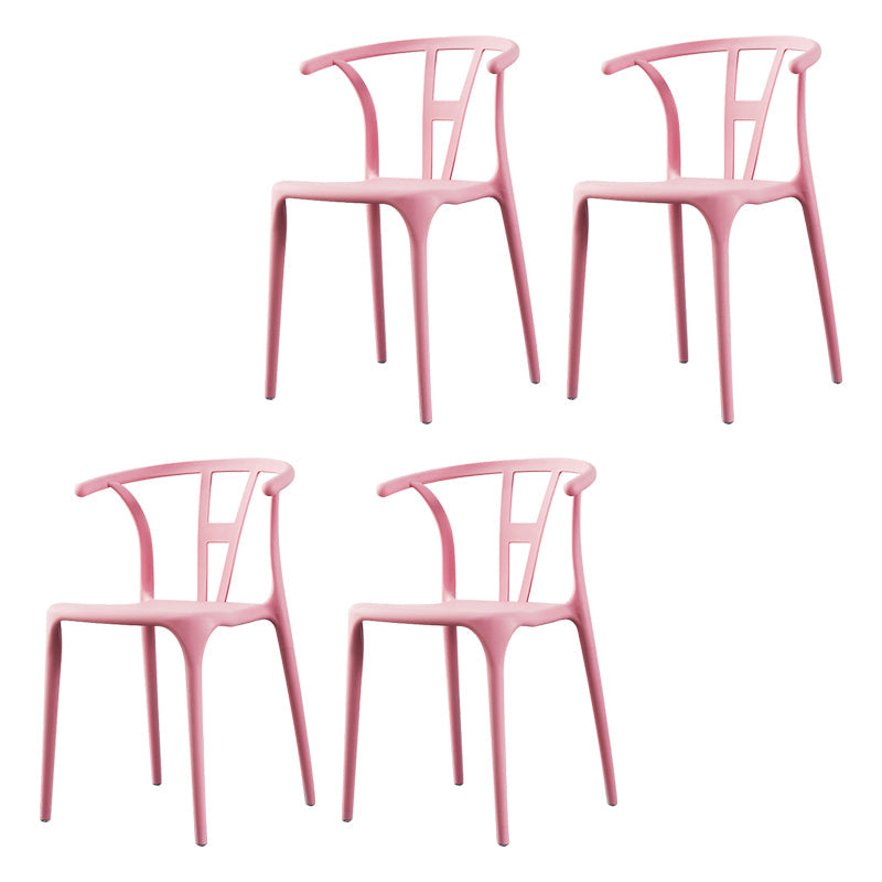 Modern Style Plastic Dining Chairs Stackable Dining Chairs for Kitchen Pink 4 Piece Set Clearhalo ' kitchen&dining_furn' 'Dining Chairs' 'Dining Tables & Seating' 'dining_chair' 'furn' 'furn_dining_chair' 'Furniture' 'furniture_dining_chair' 'Kitchen & Dining Furniture' 'kitchen' 3967549