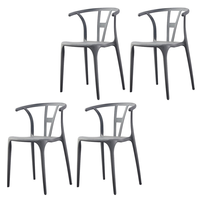 Modern Style Plastic Dining Chairs Stackable Dining Chairs for Kitchen Grey 4 Piece Set Clearhalo ' kitchen&dining_furn' 'Dining Chairs' 'Dining Tables & Seating' 'dining_chair' 'furn' 'furn_dining_chair' 'Furniture' 'furniture_dining_chair' 'Kitchen & Dining Furniture' 'kitchen' 3967560