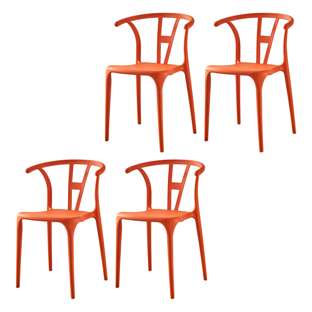 Modern Style Plastic Dining Chairs Stackable Dining Chairs for Kitchen Orange 4 Piece Set Clearhalo ' kitchen&dining_furn' 'Dining Chairs' 'Dining Tables & Seating' 'dining_chair' 'furn' 'furn_dining_chair' 'Furniture' 'furniture_dining_chair' 'Kitchen & Dining Furniture' 'kitchen' 3967567
