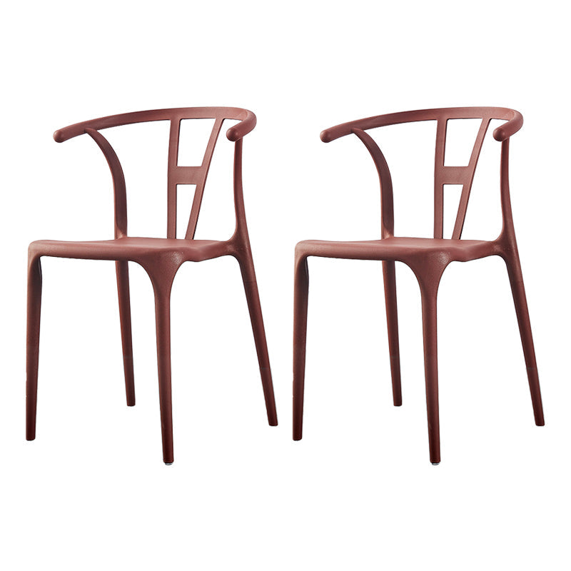 Modern Style Plastic Dining Chairs Stackable Dining Chairs for Kitchen Brown 2 Piece Set Clearhalo ' kitchen&dining_furn' 'Dining Chairs' 'Dining Tables & Seating' 'dining_chair' 'furn' 'furn_dining_chair' 'Furniture' 'furniture_dining_chair' 'Kitchen & Dining Furniture' 'kitchen' 3967570
